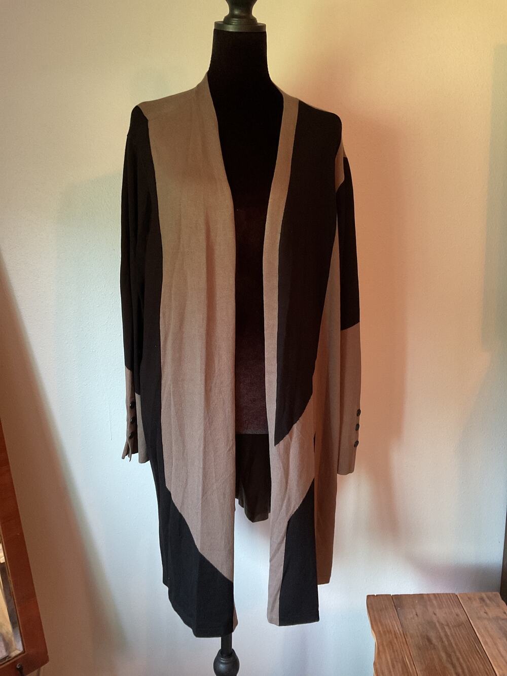 Chico's Open Front Draped Cardigan Jacket Brown Rayon Knit Size 4 XXL Plus 20/22